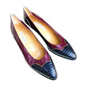 Vintage Cole Haan Ladies Shoes Classic Leather Wingtip Pumps Black & Brown 9AA